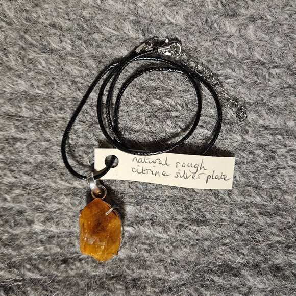 COPY - Citrine crystal point rough gemstone pendant unisex silver plate, new - Picture 5 of 5